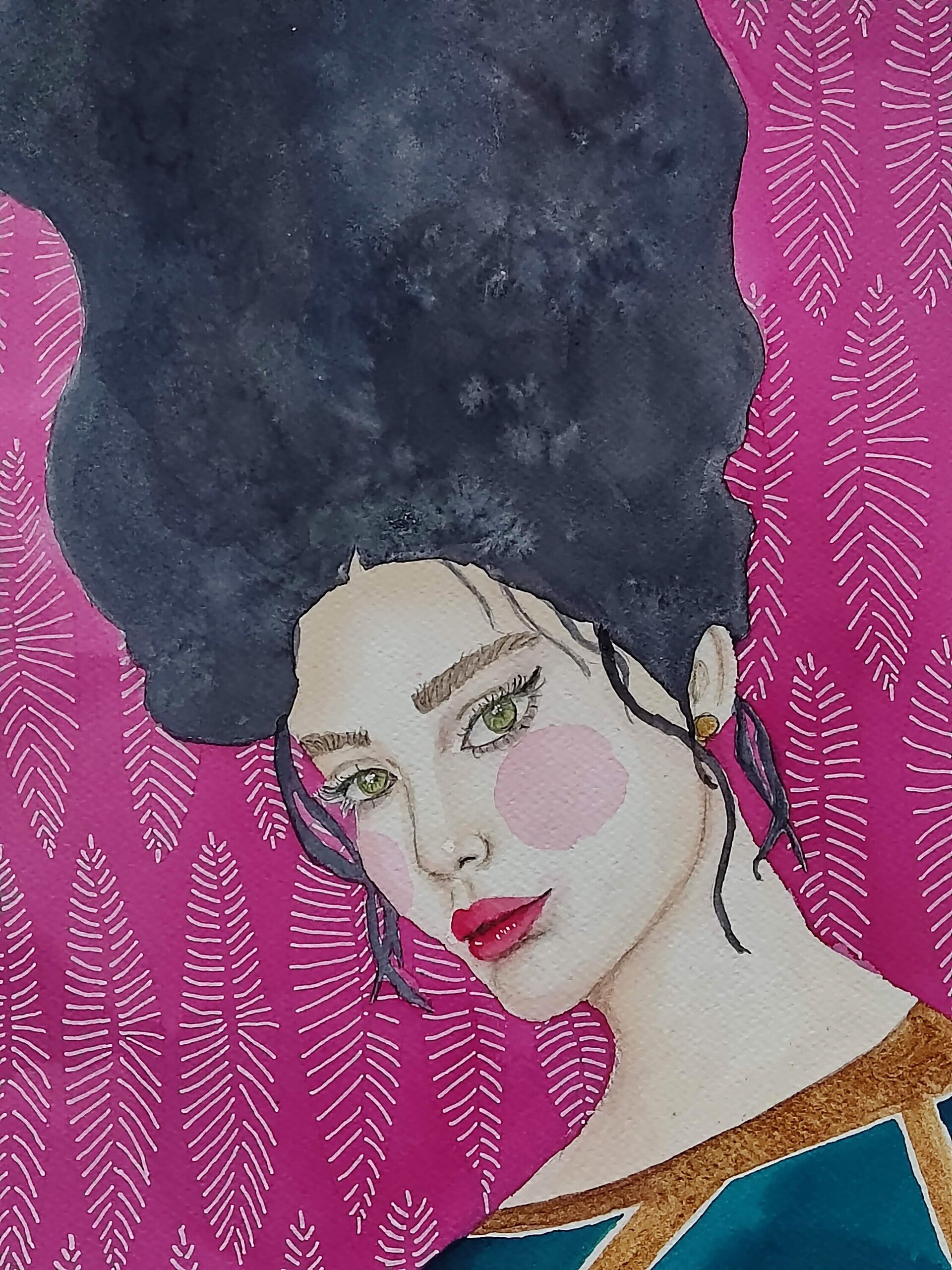 Acuarela retrato femenino: "Siempre estás" - 2