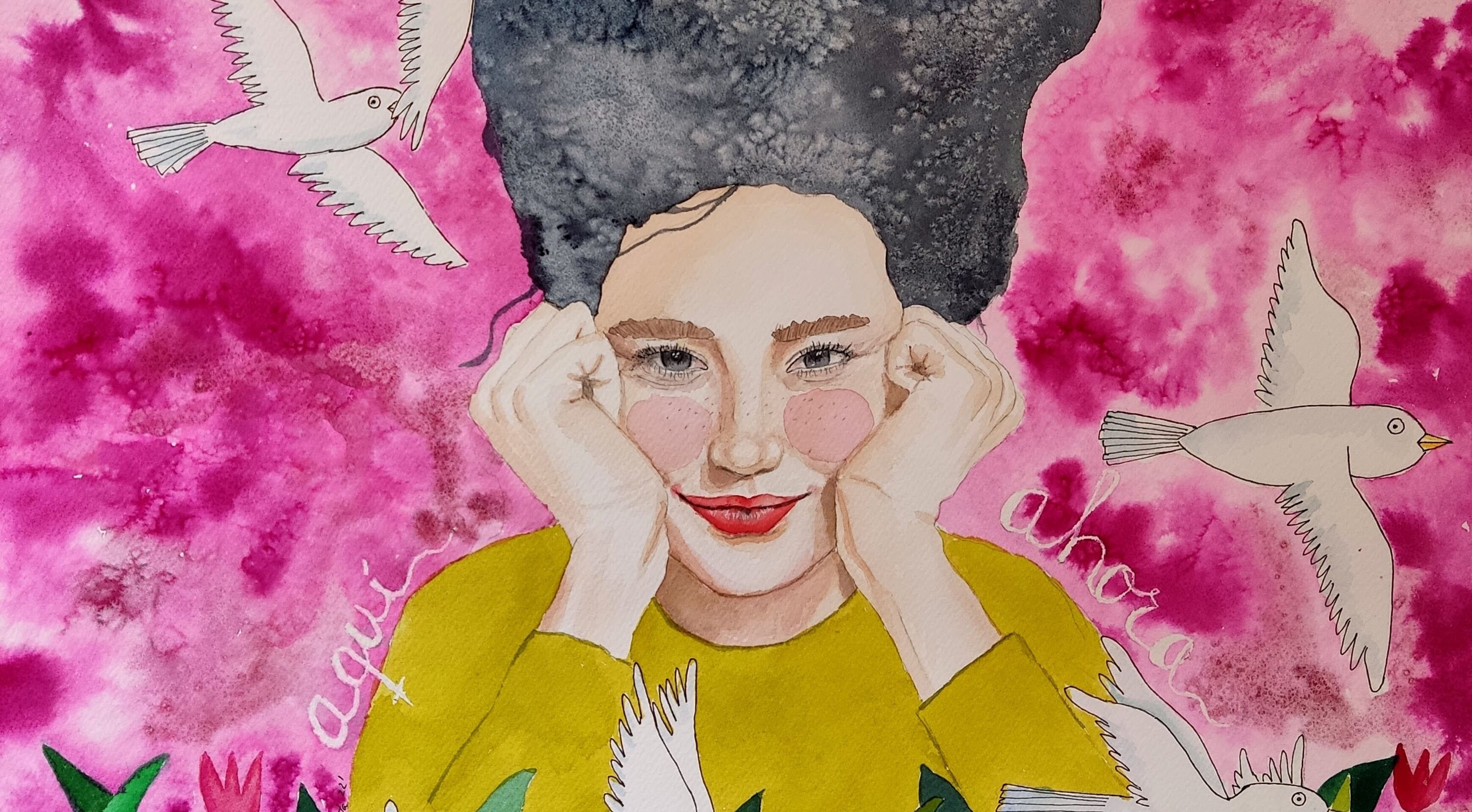 Acuarela Retrato Femenino: "Aquí y ahora" - 3