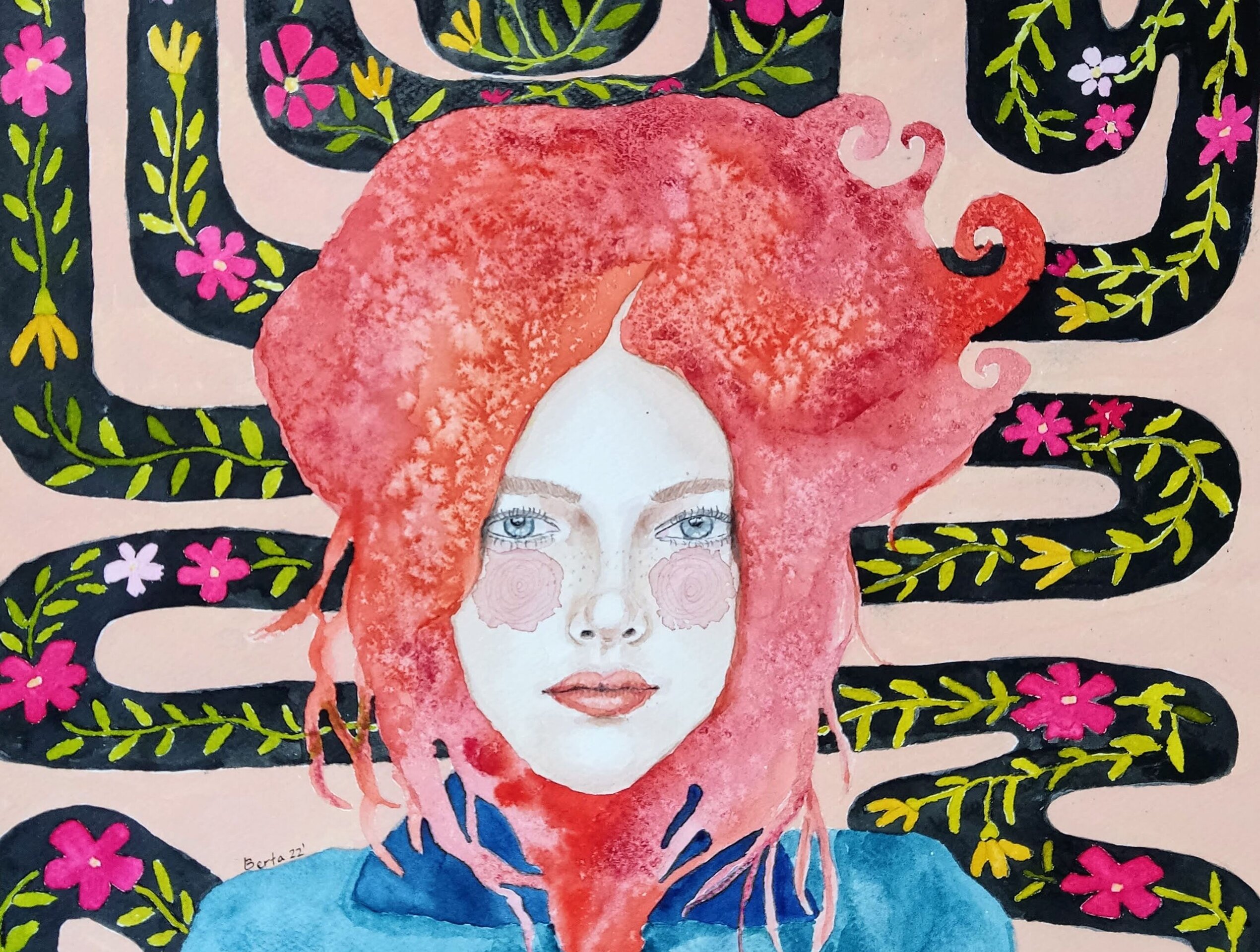 Acuarela retrato femenino: "Tú me hipnotizas" - 2