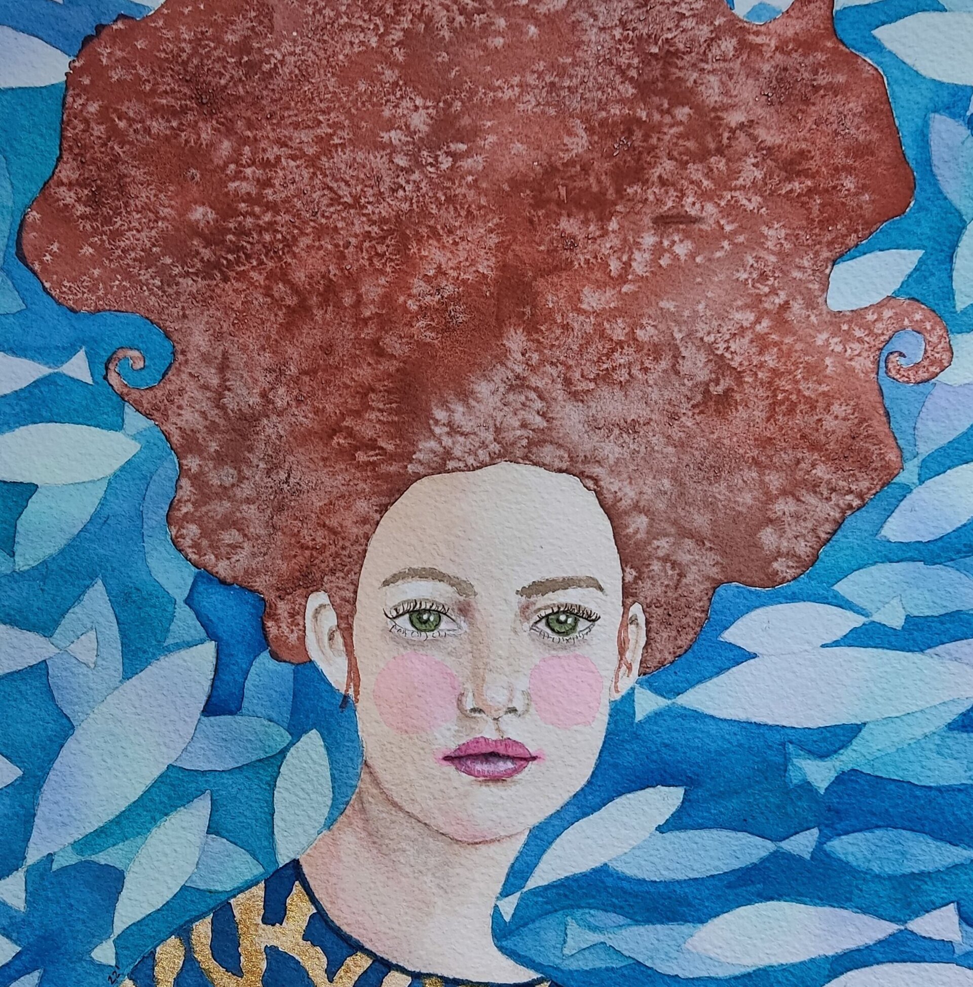 Retrato femenino en acuarela: "entre la multitud destacas" - 2