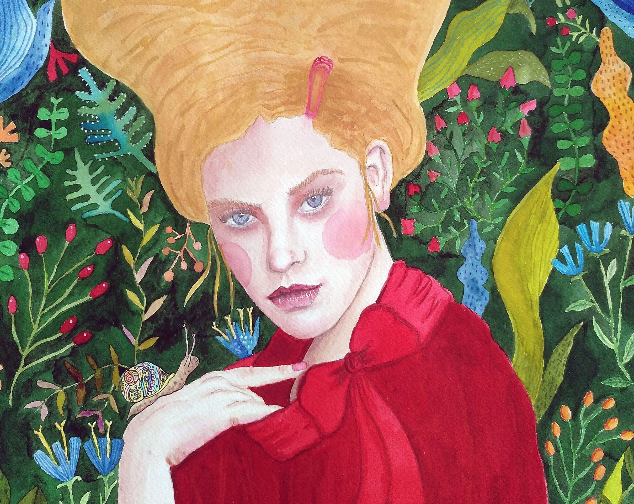 Retrato femenino acuarela: "Vive despacio" - 2