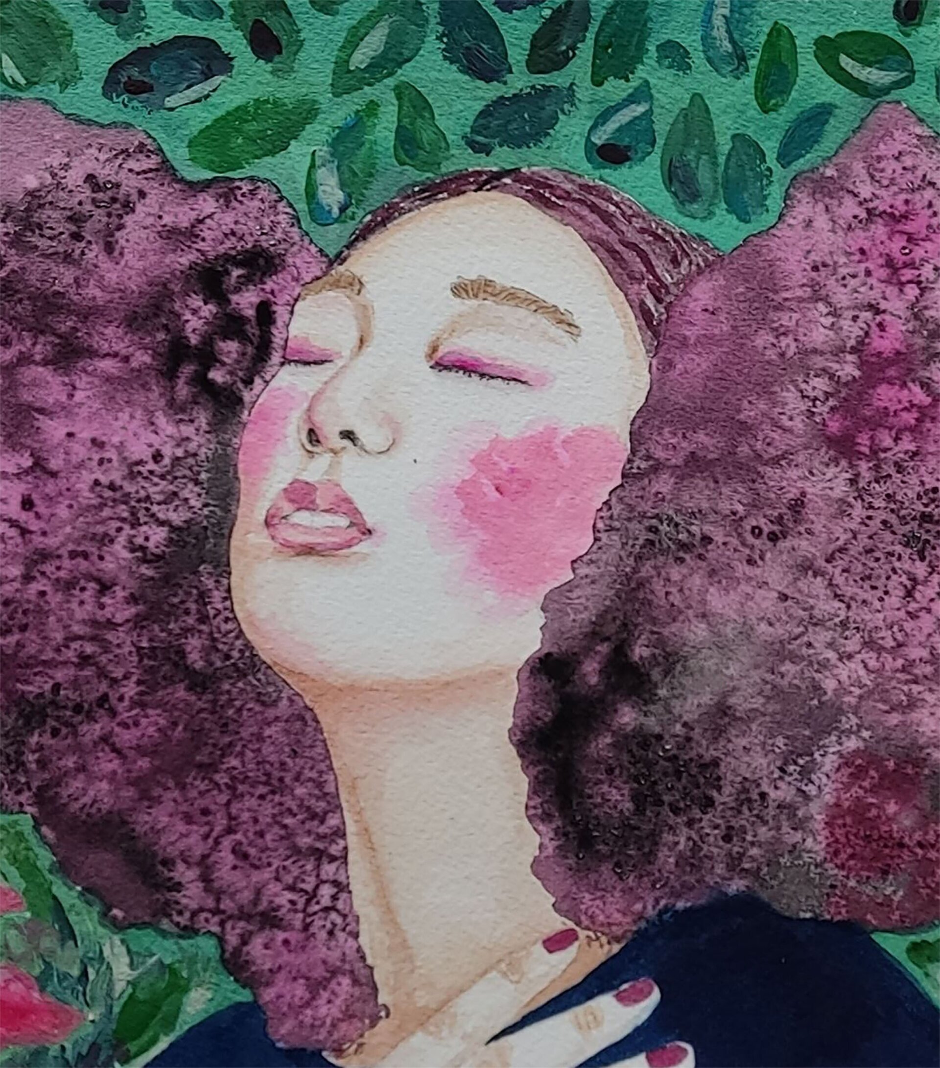 Retrato femenino acuarela: "Somos Luz" - 2